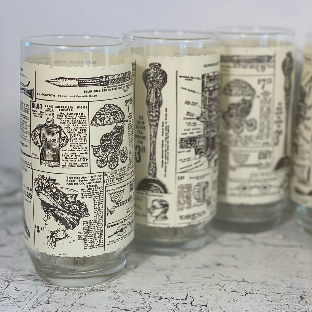 6 Sears & Roebucks 1908 Ad Glasses